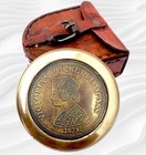 Vintage Engraved Victorian Pocket Compass With Case Brass Nautical Navigational