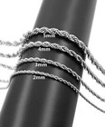 Rope Chain Necklace Silver Stainless Steel 3 4 5 7mm  20-30  Mens Womens