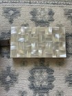 Vintage Brass Two-sided Cigarette Makeup Compact Wristlet 1950s Mother Of Pearl