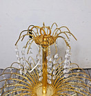 Luminaire Gold Metal Crystal Waterfall Chandelier Vtg Hollywood Regency  6-lites