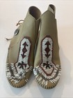 Vintage Handmade Leather Beaded Moccasins Made Usa Women   s Size 7