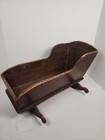 Antique Primitive Wooden Doll Cradle Rocking Crib Farmhouse Decor As Is