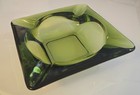 Beautiful Vtg Green 8  Diamond Mid-century Modern Mcm Glass Ashtray