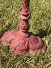 Antique Cast Iron Birdbath Hummingbirds Ornate Metal Garden Salvage Red 20    Tall