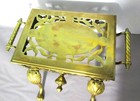 Antique English Registered Heavy Brass Footman Fireplace Tea Trivet Stand  W p 