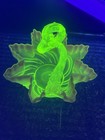 Stunning Vintage Victorian Cranberry   Vaseline Uranium Glass Basket  Hand Blown