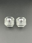 Vintage Mini Glass Square Salt And Pepper Shakers Clear With Silver Lids