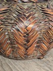 Vintage Japanese Ikebana Hand Woven Brown Bamboo Basket Footed 15  X 9 