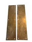 Vintage Cast Brass Patina Finger Plates Door Push Handles Old Antique 15   x3 5   