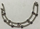 Pair Sterling Silver Payal Purple Red Crystals Trendy Anklet Bollywood India 925