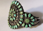 Old Pawn Navajo Cuff Bracelet 925 Silver Turquoise Signed Mathilda Benally 1980s