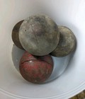  4  Vintage Wooden Croquet Balls  Striped And Red Solid  Old 