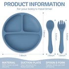 Potchen 6 Pack Suction Plates For Babies With Spoon Fork Silicone Divided Suc   