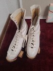 Vintage Chicago Roller Skates Size 8 5 White Leather Wood Wheels