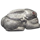 Arthur Court Rabbit Trinket Box Aluminum Hinged Red Eyes Bunny Vintage 1990