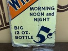 1939 Vintage Whistle Soda Pop Embossed Metal Sign 5 Cents Scarce 12 Oz  Bottle