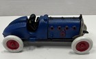 Antique Vintage Style Blue Cast Iron Toy Race Car W Lifting Hood