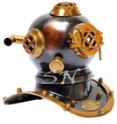 Antique Finish Brass Sea Us Navy Mark V Mini Diving Marine Scuba Divers Helmet