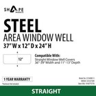Steel Straight Area Window Well Galvanized Steel Durable Coated 37x12x24 Inch