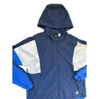 Adidas Kids Navy Blue Mesh Colorblock Full Zip Hooded Windbreaker Jacket Medium