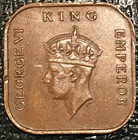 World War Ii Era Xf au 1941 Malaysia Malaya One Cent Coin-square-rim Hits-oct27