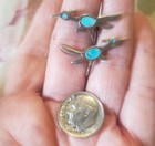 Vintage Native American Sterling Silver Turquoise Roadrunner Screwbacks