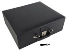 Tray Storage Box For Upto 4  Staunton Chess Men Set Black Faux Leather   Nickel