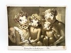 Vintage 40s Borden Elsie Cow Family Cardboard Advertising Sign 9x12