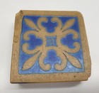 Set Of 4 Arts   Crafts 3  Blue Floral Encaustic Tiles By Minton   Co C1890