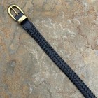 Vintage 90s Black Woven Leather Metal Tip Belt