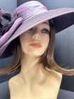Purple Women   s Derby Hat Church Wedding Tea Party Easter Wide Brim Ribbon Formal