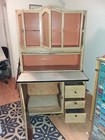 Antique Sellers Hoosier Cabinet C1920s Quarter Oak With Metal Enamel Counter
