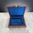  1911 Wood Storage Case     Hand Carved Indian Rosewood     Blue Velvet Lined 