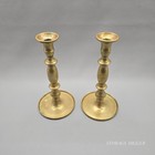 Vintage Set Of 2 Solid Brass Gold Toned Candlestick Holder 9 75  Tall  5  Base