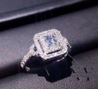 2 80 Ct Asscher Cut Moissanite Double Halo Engagement Ring Solid 14k White Gold