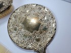Vintage Vanity Set Hand Mirror Hair Brush   Comb Silverplate Fancy Floral Design