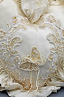 Heart Shaped Ring Bearer Pillow Wedding Bride Groom Ivory Satin Pearls Gorgeous