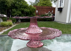 Purple Vtg Glass  Laurel Leaf 2 Tier Pedestal Cake Stands 9   12  Set 2