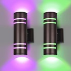 Smart Outdoor Wall Lights Color Changing 2 Pack  Bronze Cylinder Style B