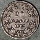Nicaragua   1887  Silver 20 Centavos Km  7