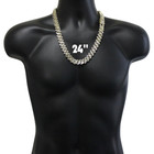 Mens 16mm Iced Baguette Cz Square Miami Cuban Link 14k Gold Plated Necklace