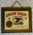 Original Old Barbers International Union Shop 7 5 X 9 5 Tin Sign 56771 Barber