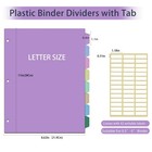24pcs 3 Sets Binder Dividers For 3 Ring Binder 8 Tab Binder Plastic Page Divi   