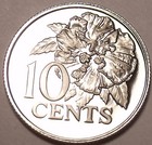Rare Proof Trinidad   Tobago 1973 10 Cents only 20 000 Minted free Shipping