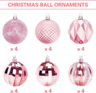 24pcs Shatterproof Christmas Ball Ornaments  60mm  Pink Decorative Set
