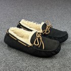 Ugg Dakota Black Suede Sheepskin Moccasin Slippers Womens 8 Fur Lined 5612