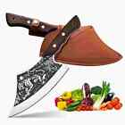 Meat Cleaver Butcher Kitchen Knife Serbian Chef Knife W  Sheath Chopping Cutter
