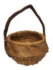Vintage Primitive Basket Hand Crafted Wood Handle Woven Wicker Large Baskets