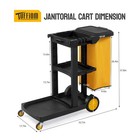 Commercial Traditional Cleaning 3-shelf Janitorial Cart  500 Lbs Capacity  Black