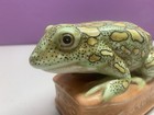 Vintage Ceramic Frog Toad Statue Green Spotted Painted Decoration 